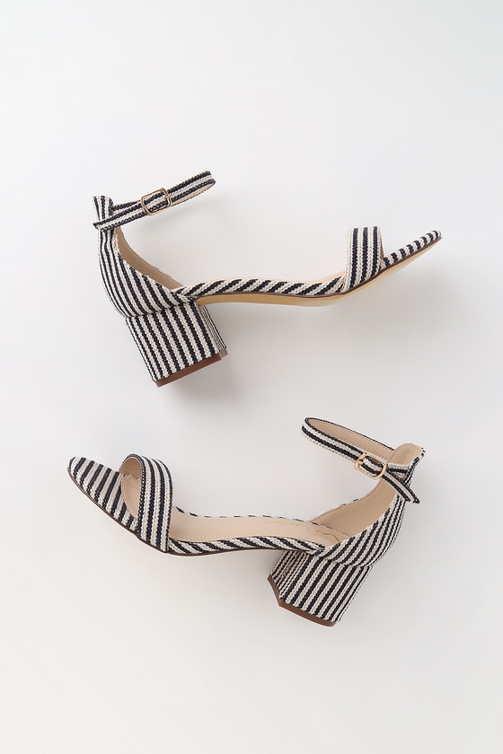 Blue striped heels sale