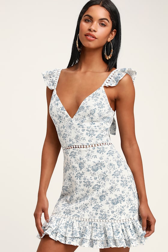 Skye Mini Dress - Aqua/White Floral