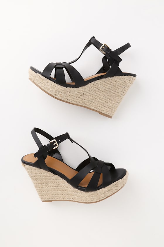 Autumn Black Espadrille Wedges 3