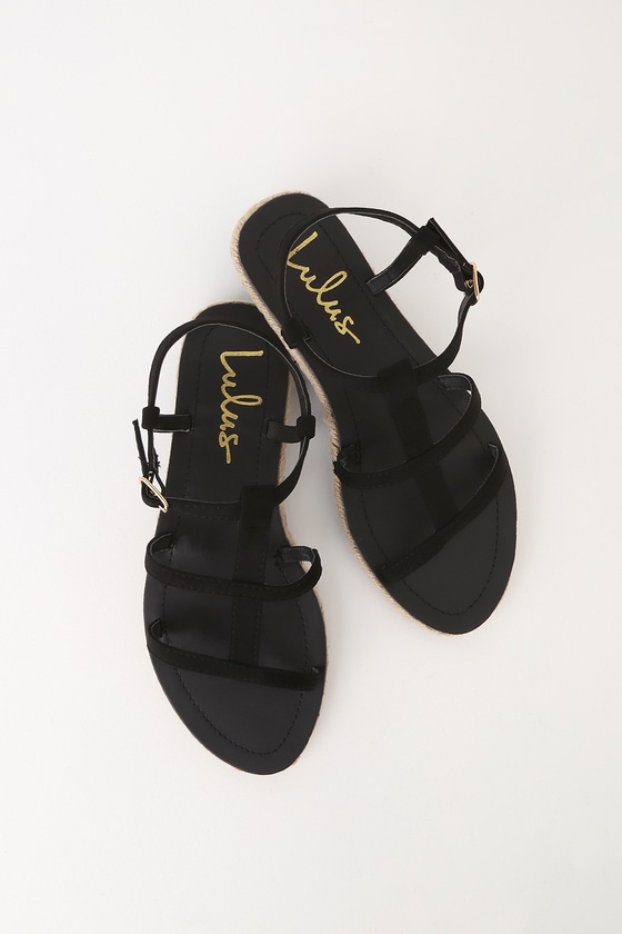 Cute Black Suede Sandals - Gladiator Sandals - Espadrille Sandals - Lulus