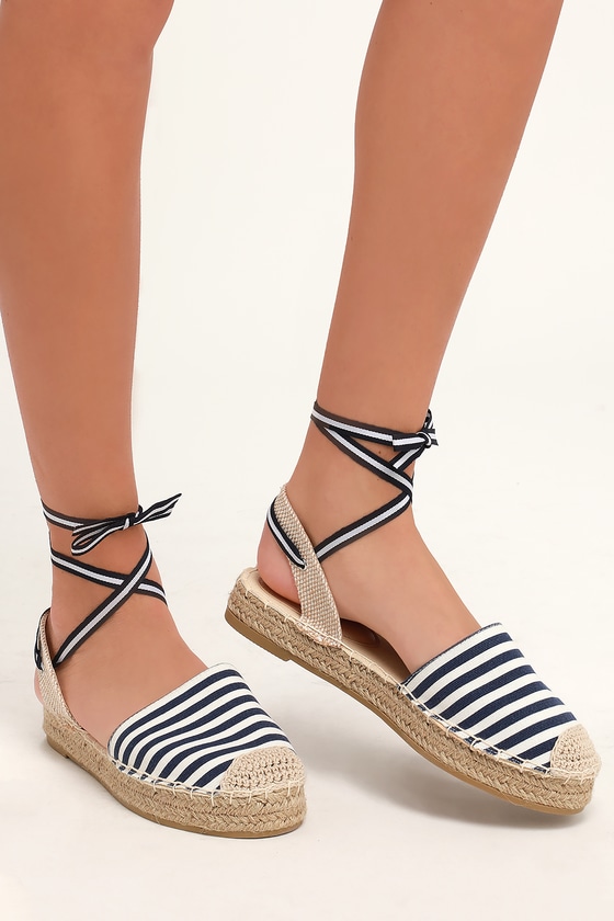 blue and white espadrilles