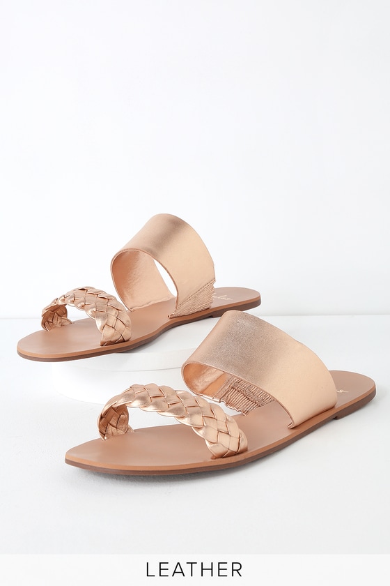 rose gold slide sandals