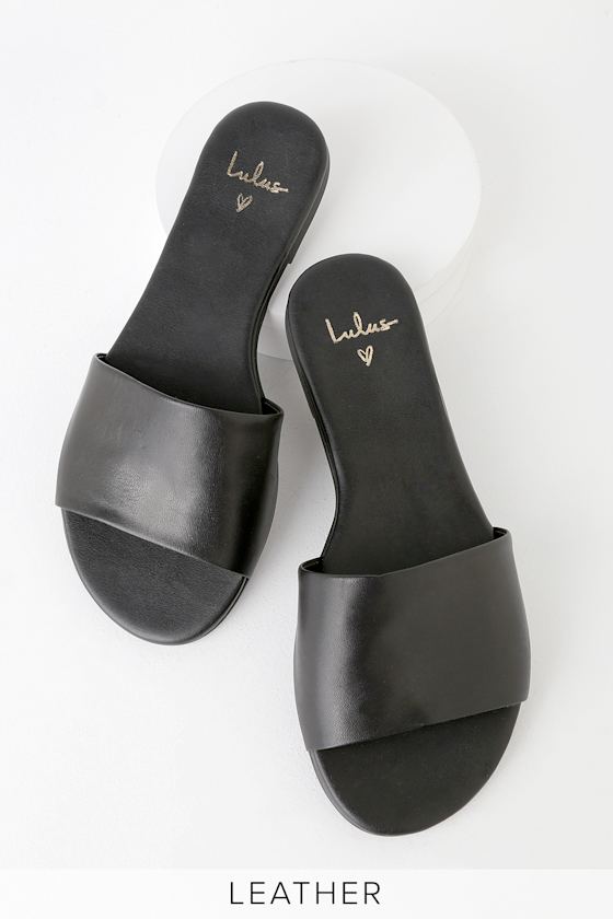 all black slide sandals