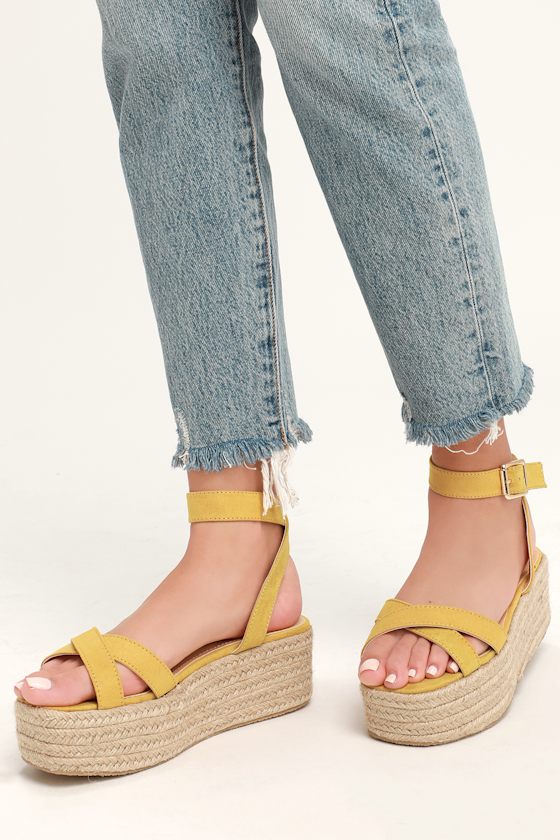 Trip Yellow Suede Espadrilles