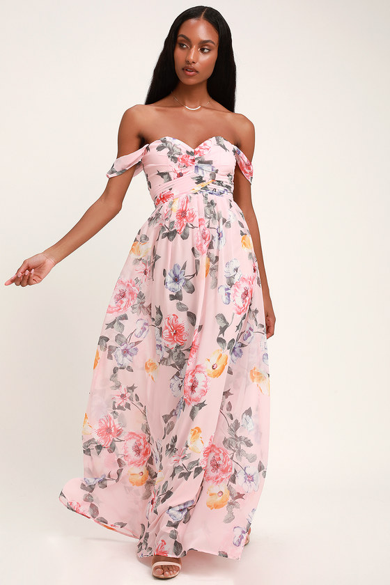 Stunning Blush Maxi Dress - Floral Print Maxi Dress - OTS Maxi - Lulus