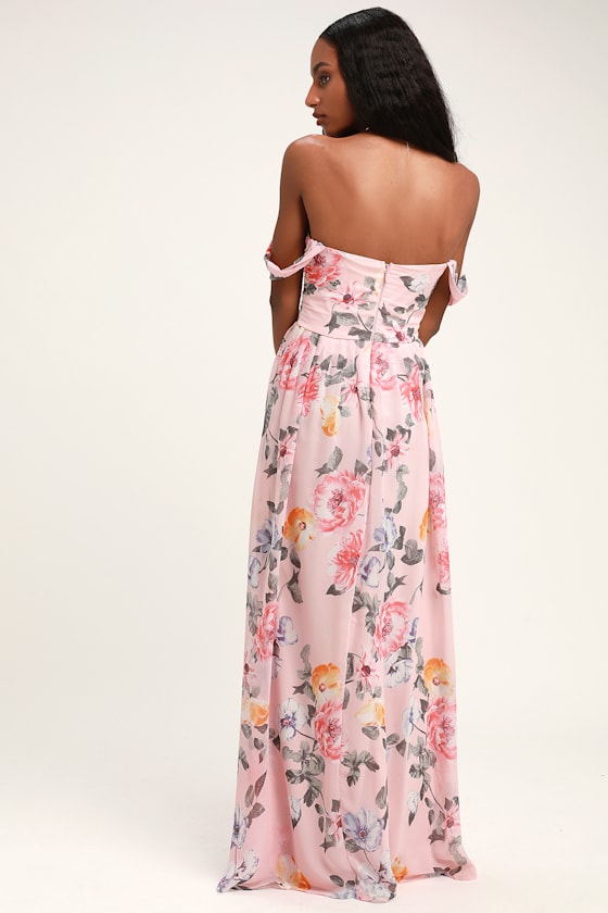 Stunning Blush Maxi Dress - Floral Print Maxi Dress - OTS Maxi - Lulus