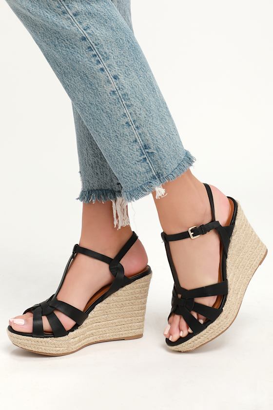 Autumn Black Espadrille Wedges 5