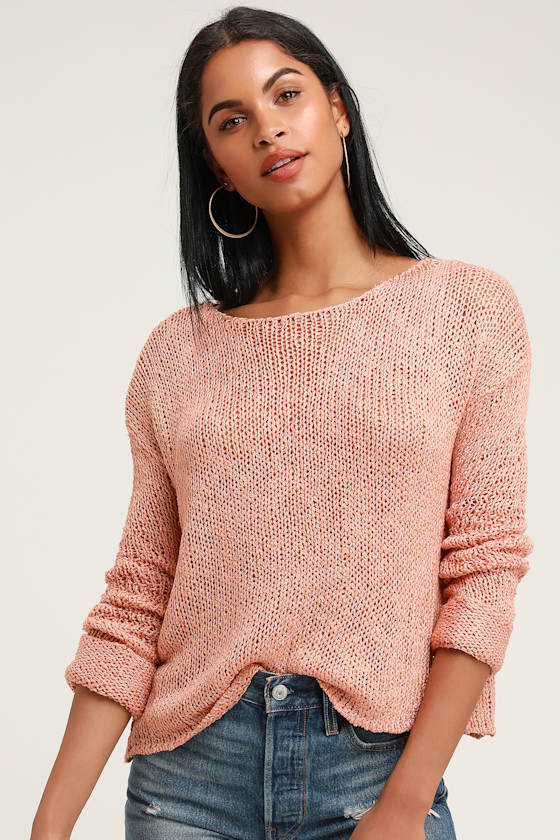 MINKPINK Josie Loose Knit Sweater Cute Blush Pink Sweater Lulus