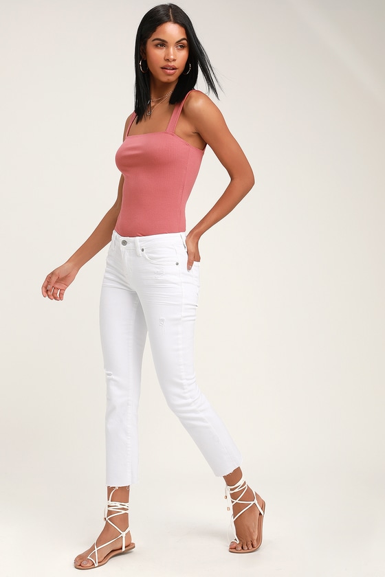 white distressed denim jeans