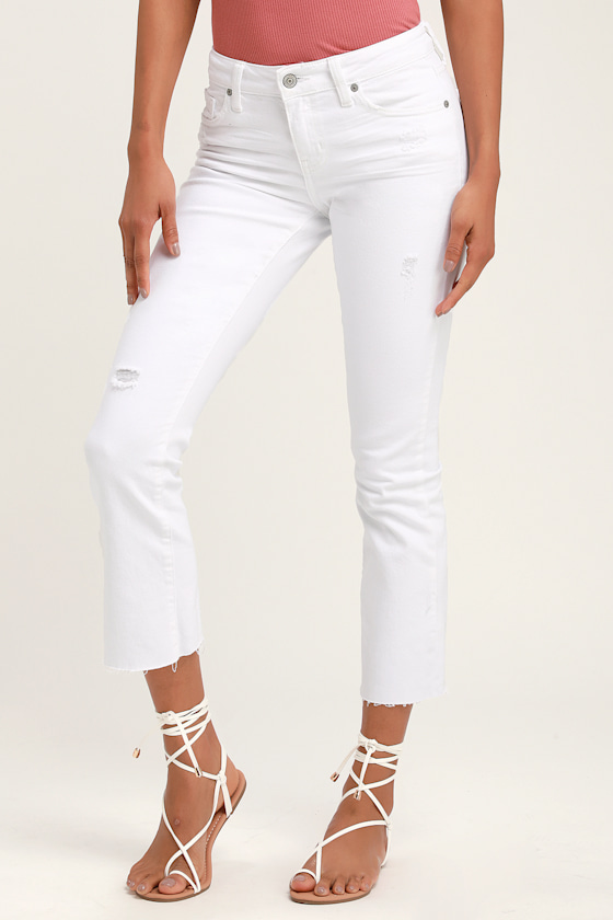 Lola White Distressed Cropped Jeans 2