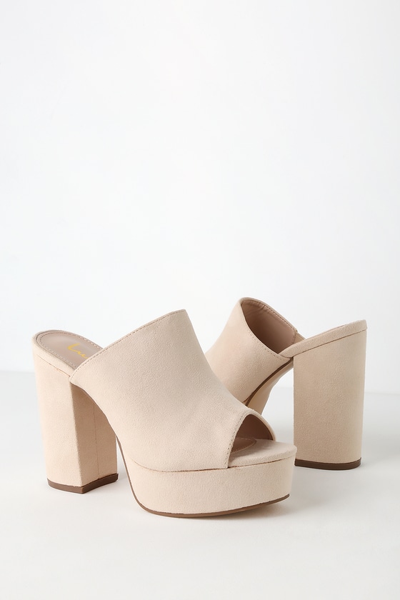 nude leather mule