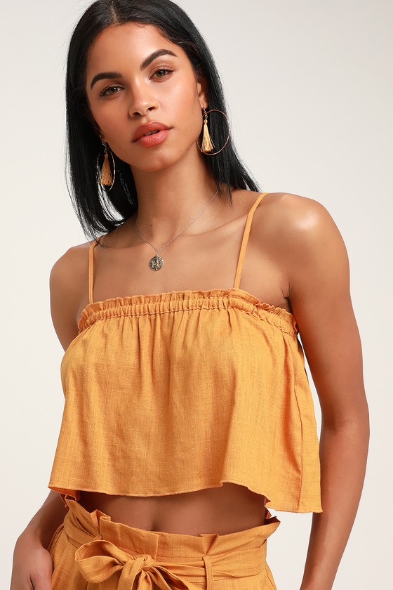 MINKPINK Daybreak - Burnt Orange Top - Crop Top - Flounce Top - Lulus