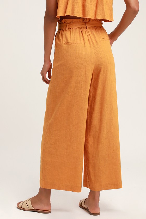 MINKPINK Daybreak - Burnt Orange pants - Paper Bag Waist Pants