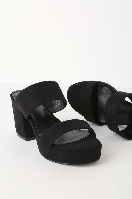 black platform mule sandals