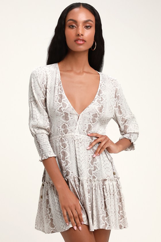 white snake print dress