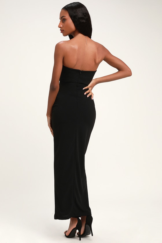 strapless ruffle maxi dress
