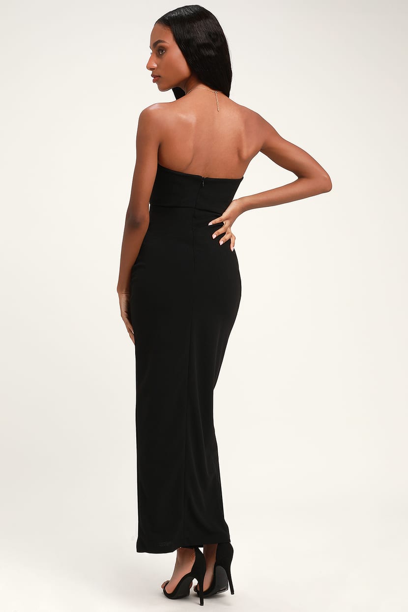 black formal strapless dress