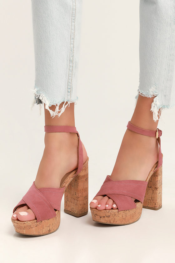 dusty pink platform heels