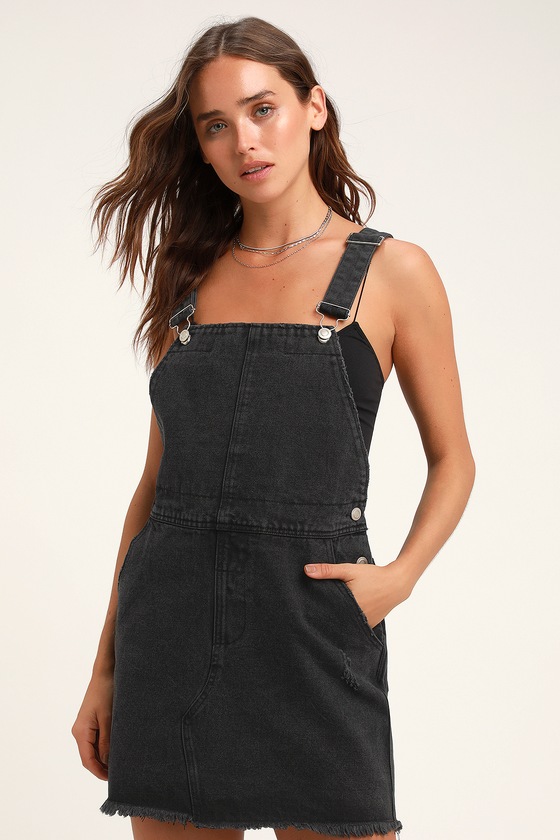 overall dress black denim