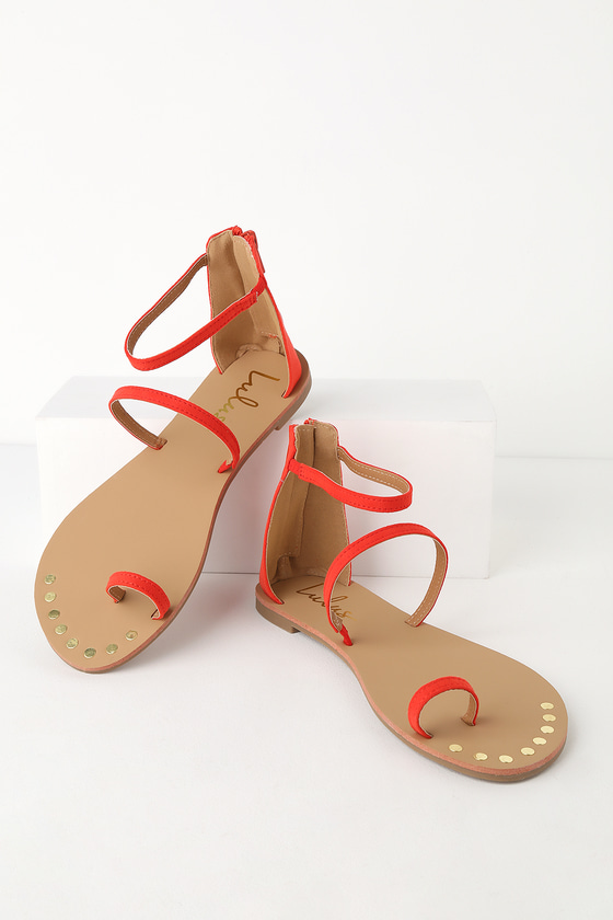orange ankle strap heels