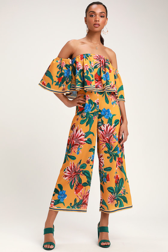 Cute Floral Print Jumpsuit - Off-the-Shoulder Jumpsuit - Jumpsuit - Lulus