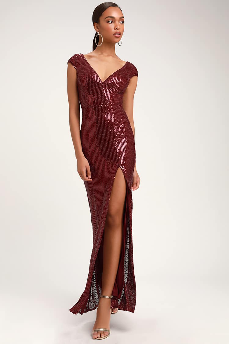 burgundy sparkle dress