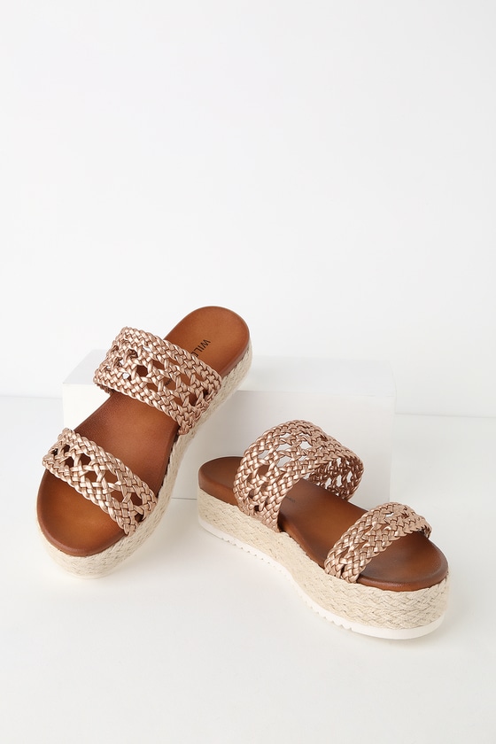 rose gold flatform espadrilles