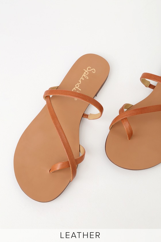 flat leather sandals with toe loop