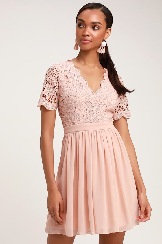 Lovely Blush Lace Dress Lace Skater Dress Mint Short Dress Lulus