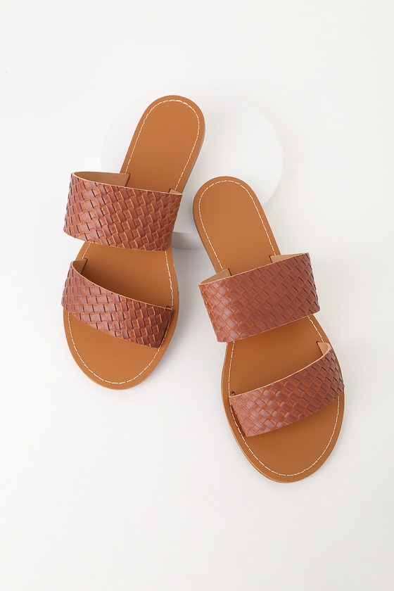 Cute Slide Sandals - Vegan Slide Sandals - Whiskey Flat Sandals - Lulus