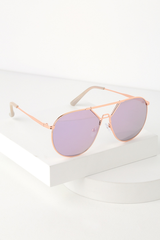 Dylan Rose Gold and Purple Aviator Sunglasses 2