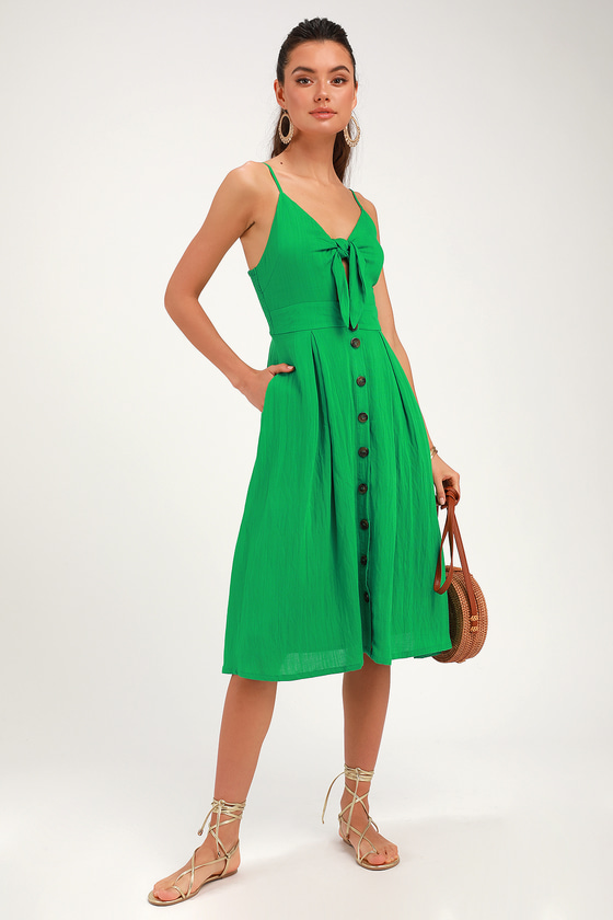 green tie dress