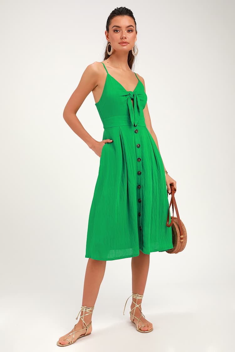 Cute Green Keyhole Dress - Front-Tying Midi Dress - Midi Dress - Lulus Cute Green Keyhole Dress - Front-Tying Midi Dress - Midi Dress - Lulus
