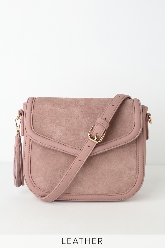 Blush Pink Purse - Genuine Suede Leather Purse - Crossbody Bag - Lulus