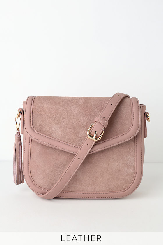 Blush Pink Purse - Genuine Suede Leather Purse - Crossbody Bag - Lulus