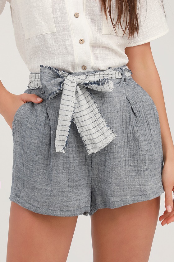 Cute Blue Shorts High Waisted Shorts Cotton Shorts Lulus 