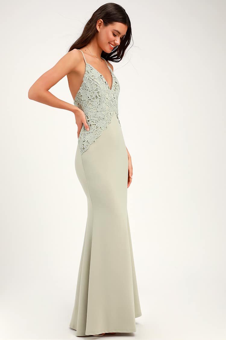 Cute Lace Dress - Sage Green Maxi Dress - Backless Maxi Dress - Lulus
