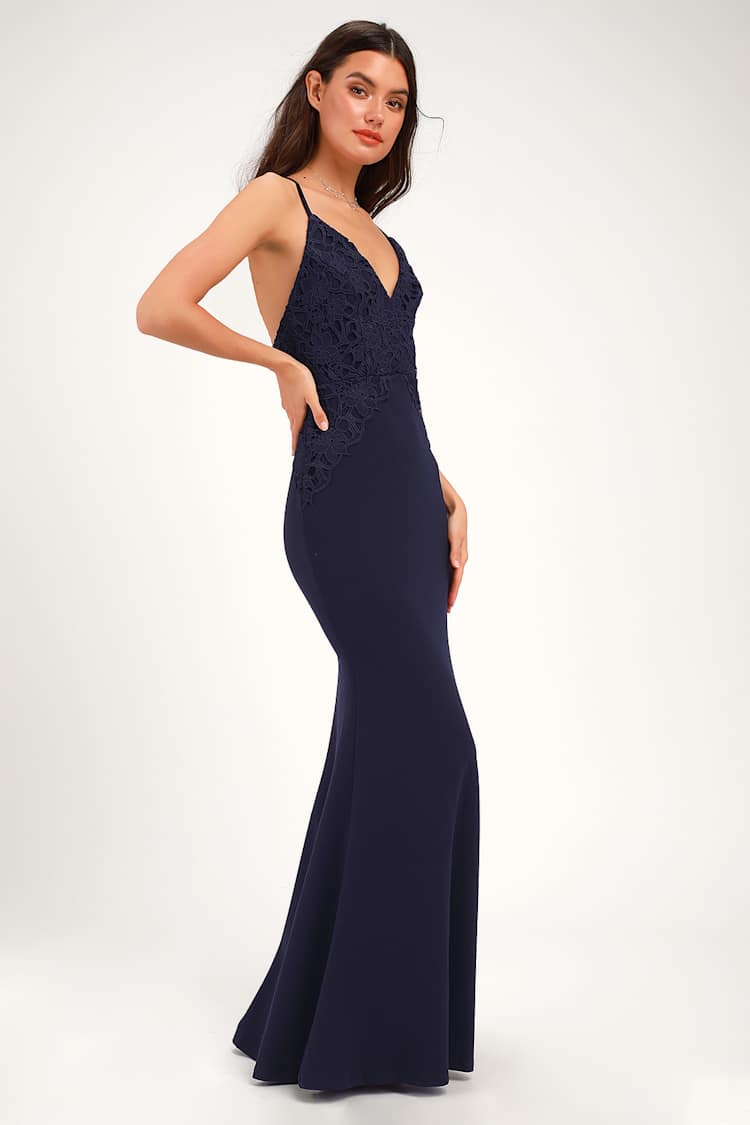 white christmas dresses Neriah Crochet Combo Maxi Dress Blue main image 1