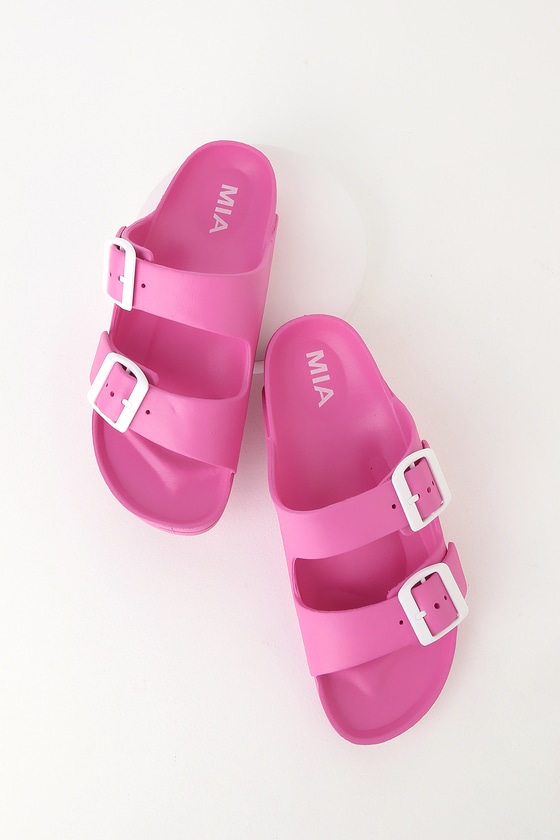 pink slide sandals