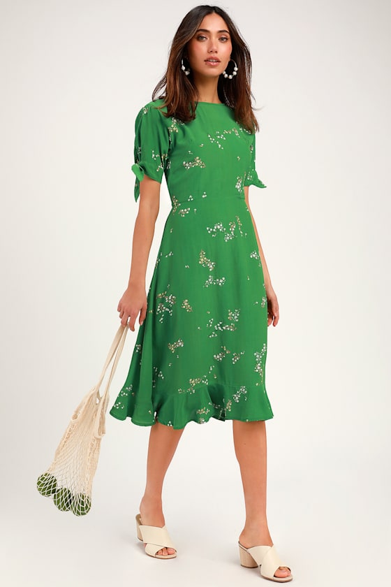 Emilia Green Floral Print Midi Dress 1