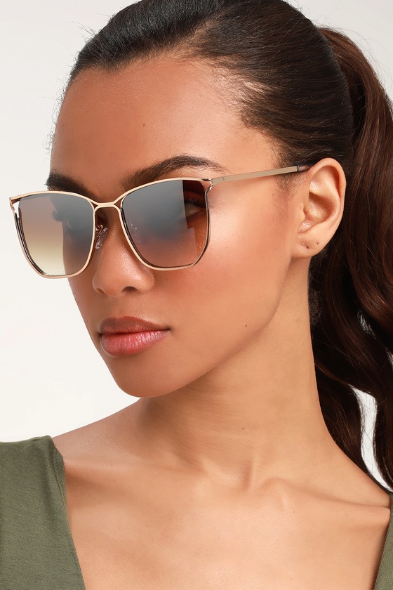 Chic Gold Sunglasses - Gold and Brown Glasses - Square Sunglasses - Lulus
