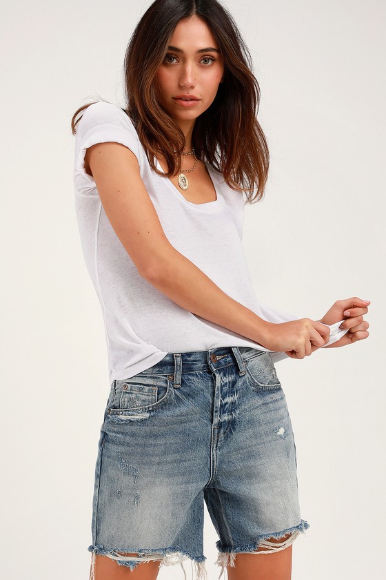 long jean shorts