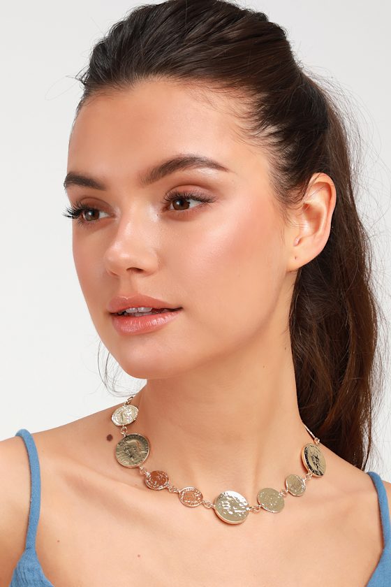 Sienna Gold Coin Choker Necklace 1