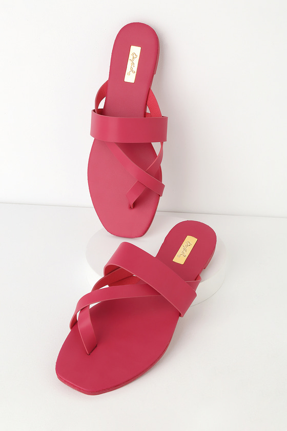 Cute Sandals - Fuchsia Sandals - Flat Sandals - Thong Sandals - Lulus