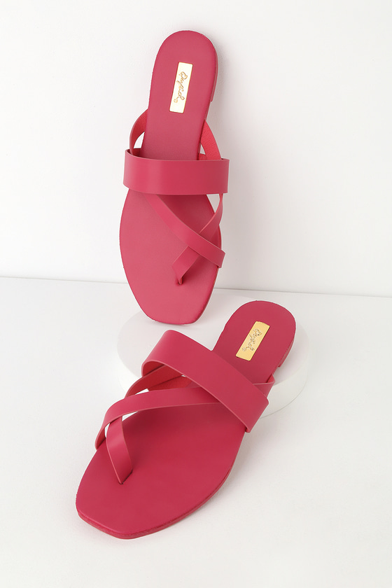 fuchsia flat sandals