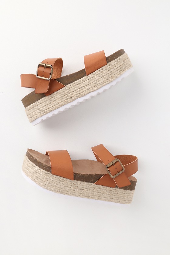 Dirty Laundry Palms - Cute Brown Sandals - Espadrille Flatforms - Lulus