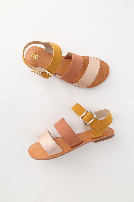 BC Footwear Picturesque - Mustard Multi Sandals - Flat Sandals - Lulus