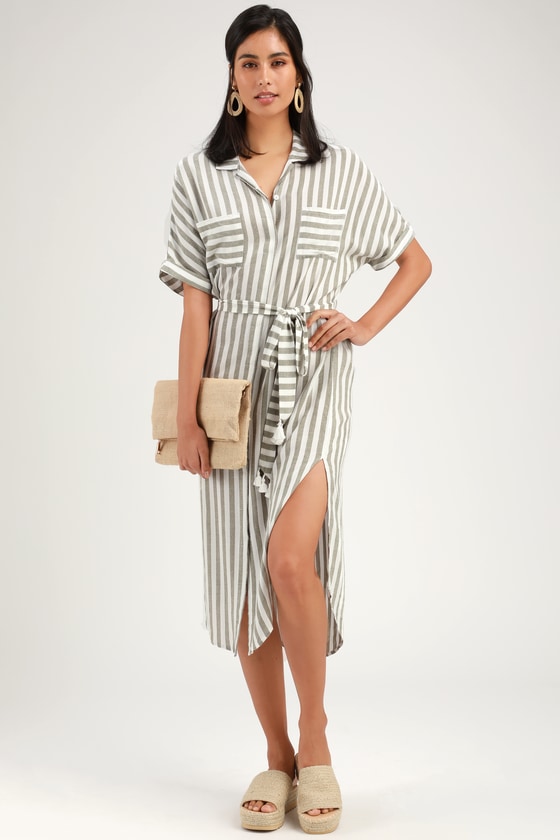 olive green and white dress