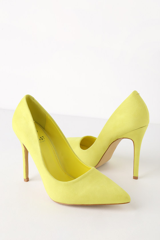 Simona Yellow Suede Pointed Toe Pumps 1