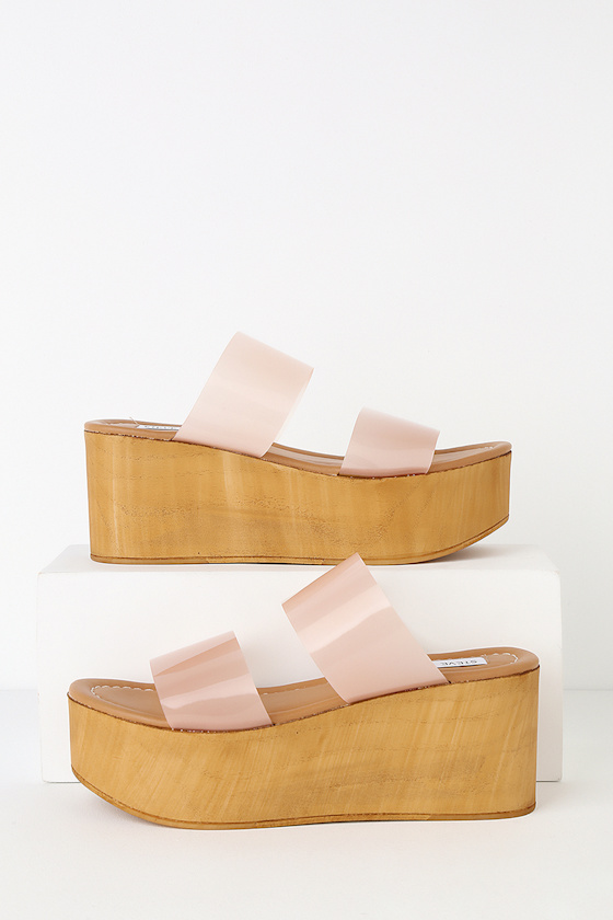 Confession Blush Vinyl Wedge Sandals 3